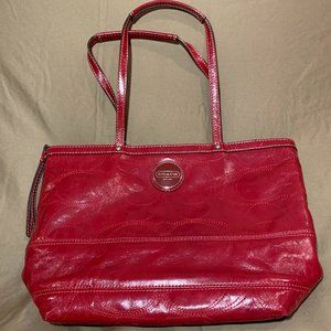 Coach F15142 Signature Patent Leather Tote
